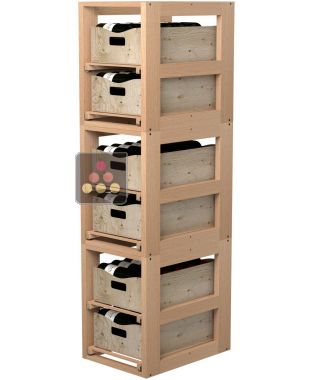 Set of 3 Wooden Storage unit for 6 wooden boxes VISIORACK