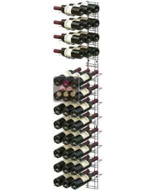 Chromed steel wall rack for 36 x 75cl bottles - Mixed horizontal and inclined bottles VISIORACK