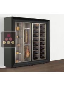Freestanding combination of a multipurpose wine cabinet and a cheese/delicatessen cabinet in an island unit CALICE DESIGN