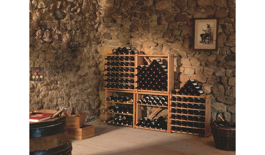 Set of 9 modular beechwood racks for 315 bottles