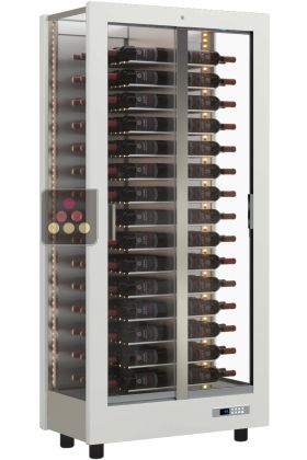Professional multi-temperature wine display cabinet - 3 glazed sides - Horizontal bottles - Without cladding
