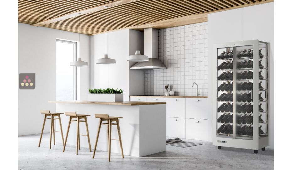 Professional multi-temperature wine display cabinet - 3 glazed sides - Horizontal bottles - Without cladding