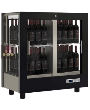 Professional multi-temperature wine display cabinet - 4 glazed sides - Vertical bottles - Wooden cladding CALICE DESIGN