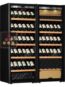 Combination of a single temperature wine cabinet and a 3 temperatures multipurpose wine cabinet TRANSTHERM
