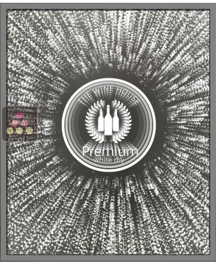 Synthetic glass panel with backlighting and engraved custom logo - Endless wall effet - Inclusions Bris de Verre Ma Cave à Vin