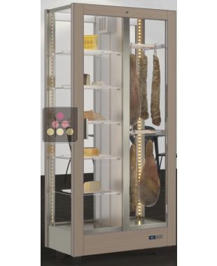 Refrigerated display cabinet for cheese and cured meat presentation - 4 glazed sides - Magnetic and interchangeable cover CALICE DESIGN