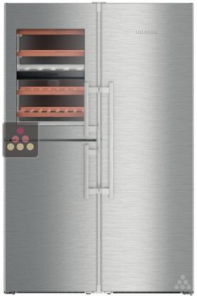 Combined wine cabinet, freezer, refrigerator & ice maker with biofresh area
