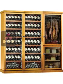 Combination 2 single temperature wine cabinet, a cheese cabinet and a delicatessen cabinet CALICE