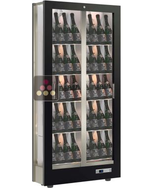 Professional multi-temperature wine display cabinet - 36cm deep - 3 glazed sides - Tilted bottles CALICE DESIGN