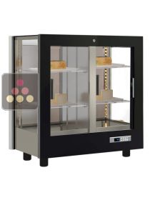 Refrigerated display cabinet for cheese presentation - 3 glazed sides - Wooden cladding CALICE DESIGN