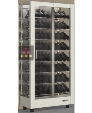 Professional multi-temperature wine display cabinet - 3 glazed sides - Inclined bottles - Magnetic and interchangeable cover CALICE DESIGN