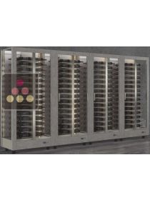 Combination of 4 professional multi-purpose wine display cabinet - 3 glazed sides - Magnetic and interchangeable cover - Lying bottles CALICE DESIGN