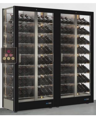 Combination of 2 professional multi-purpose wine display cabinet - 3 glazed sides - Magnetic and interchangeable cover CALICE DESIGN