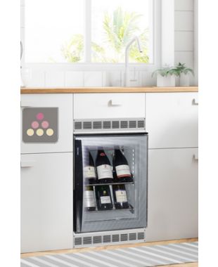 Built-in silent mini-winebar for 8 bottles with colorless door WINEBAR