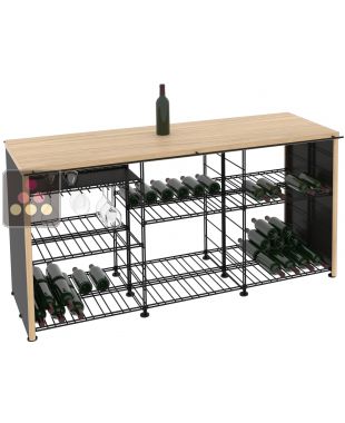 Solid Oak tasting counter-top with integrated storage racks ARCHITECTURE INTERIEURE DU VIN