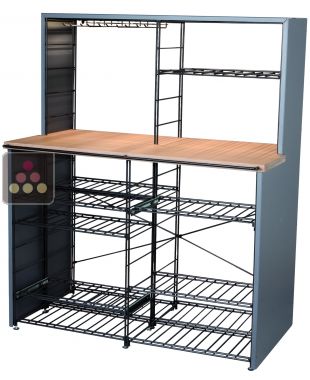 Steel tasting and storage furniture with solid Oak wook counter-top  ARCHITECTURE INTERIEURE DU VIN