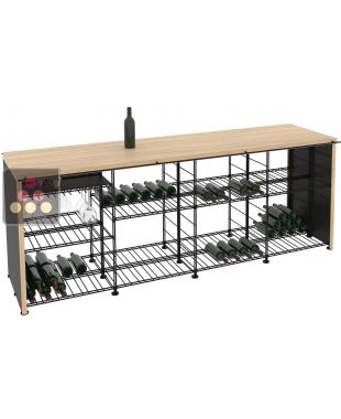 Solid Oak tasting counter-top with integrated storage racks ARCHITECTURE INTERIEURE DU VIN