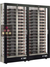 Combination of 2 professional multi-temperature wine display cabinets - 36cm deep - 3 glazed sides - Magnetic and interchangeable cover CALICE DESIGN