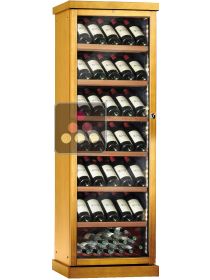 Multi-Temperature wine storage and service cabinet - Wood cladding - Inclined bottle display CALICE