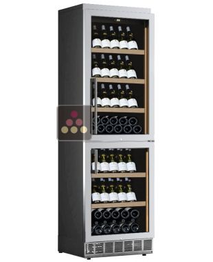 Built-in dual temperature wine service or storage cabinet - Stainless steel front - Inclined bottles CALICE