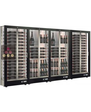 Combination of 4 professional multi-temperature wine display cabinets - 36cm deep - 3 glazed sides - Magnetic and interchangeable cover CALICE DESIGN