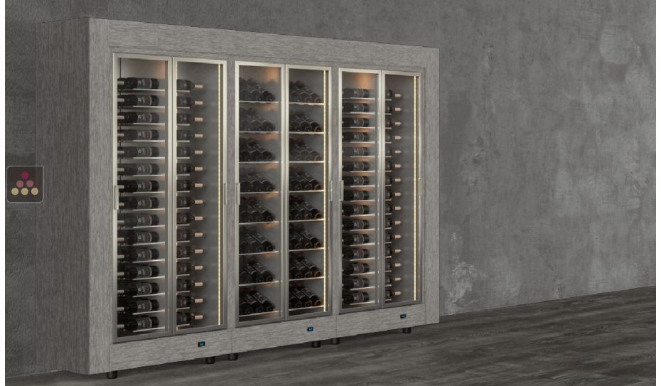 Freestanding combination of 3 modular multipurpose wine cabinets