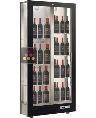 Professional multi-temperature wine display cabinet - 36cm deep - 3 glazed sides - Standing bottles CALICE DESIGN
