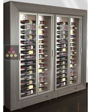 Combination of 2 professional multi-temperature wine display cabinet - 36cm deep - Horizontal bottles CALICE DESIGN