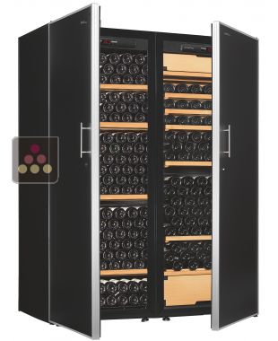 Combination of a single temperature wine cabinet and a multipurpose wine cabinet - Storage/sliding shelves ARTEVINO
