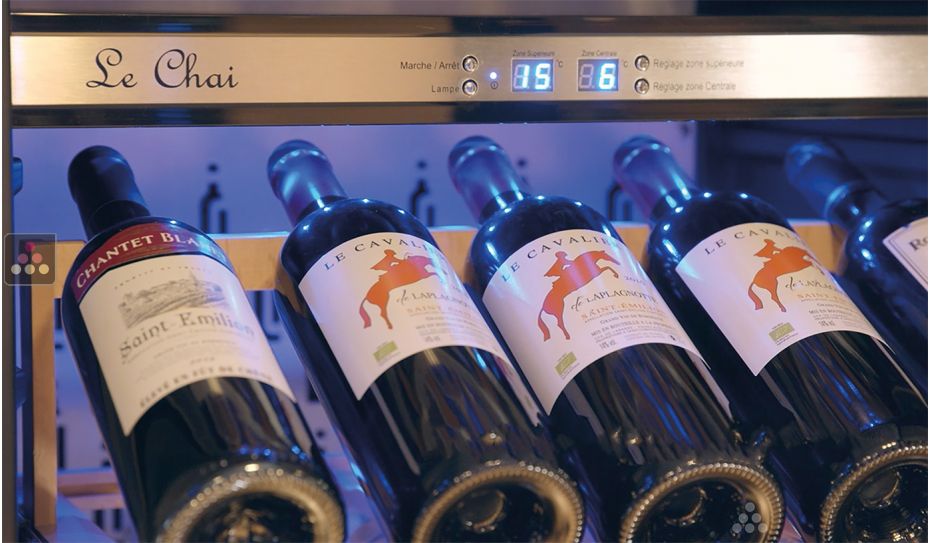 Triple temperature built in wine cabinet for storage and service