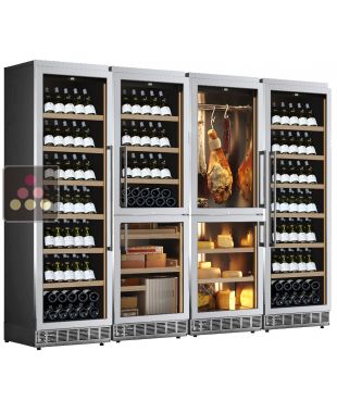 Built-in gourmet combination: wine, cold meat, cheese and cigars - Stainless steel front CALICE