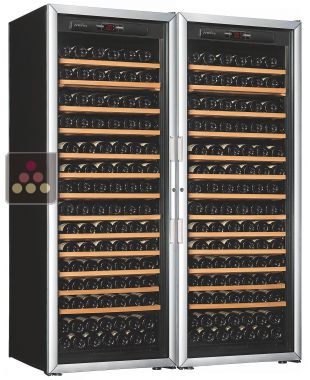 Combination of 2 single temperature wine cabinets for ageing and storage - Sliding shelves ARTEVINO