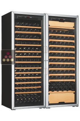 Combination of an ageing wine cabinet and a multipurpose wine cabinet - Sliding shelves