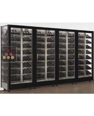 Combination of 4 professional multi-purpose wine display cabinet - 3 glazed sides - Magnetic and interchangeable cover - Inclined bottles CALICE DESIGN