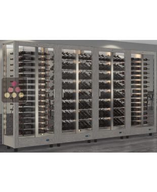Combination of 4 professional multi-purpose wine display cabinet - 4 glazed sides - Magnetic and interchangeable cover CALICE DESIGN