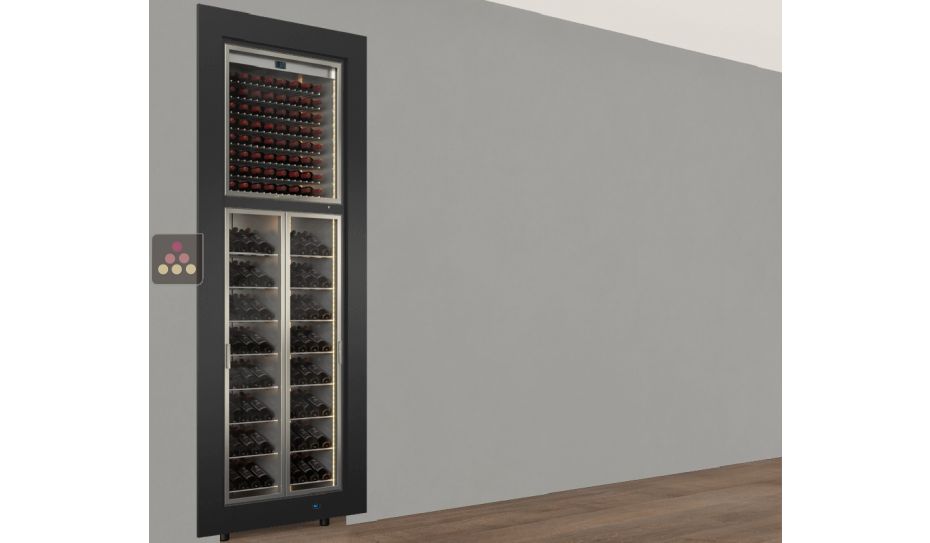 Double professional built-in wine display cabinet - Inclined bottles - Straight frame