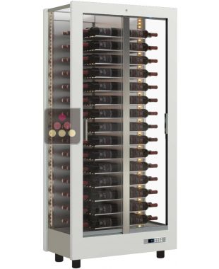 Professional multi-temperature wine display cabinet - 3 glazed sides - Horizontal bottles - Wooden cladding CALICE DESIGN