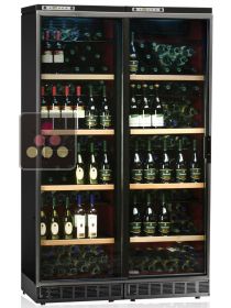 Combined 2 built-in single temperature wine cabinets with sliding doors CALICE
