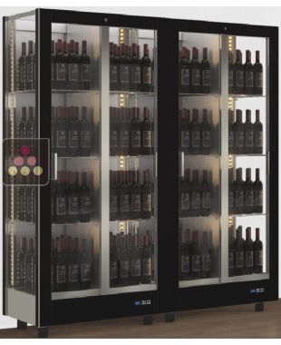 Combination of 2 professional multi-purpose wine display cabinet - 3 glazed sides - Standing bottles - Magnetic and interchangeable cover CALICE DESIGN
