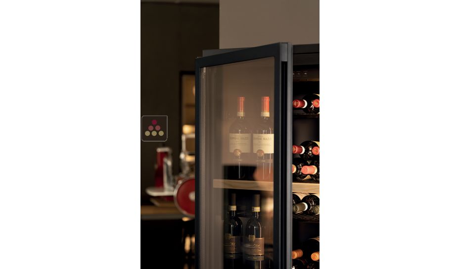 Freestanding dual temperature wine cabinet for service and/or storage - Vertical bottle display
