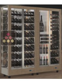Combination of 2 professional multi-purpose wine display cabinet - 4 glazed sides - Magnetic and interchangeable cover CALICE DESIGN