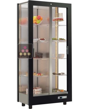 Refrigerated display cabinet for snacks and desserts presentation - 3 glazed sides - Magnetic and interchangeable cover CALICE DESIGN