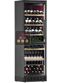 Built-in dual temperatures wine cabinet with 1 service drawer for standing bottles CALICE