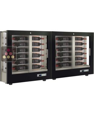 Combination of 2 professional multi-temperature wine display cabinets - 36cm deep - 3 glazed sides - Magnetic and interchangeable cover CALICE DESIGN