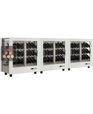 Combination of 3 professional multi-purpose wine display cabinet - 3 glazed sides - Magnetic and interchangeable cover - Inclined bottles CALICE DESIGN