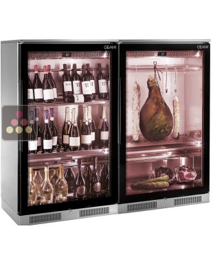 Combined single or multi-temperature wine service cabinet with refrigerated display cabinet for cold cuts storage BRERA