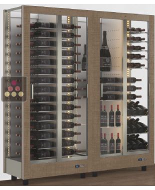 Combination of 2 professional multi-purpose wine display cabinet - 3 glazed sides - Magnetic and interchangeable cover CALICE DESIGN