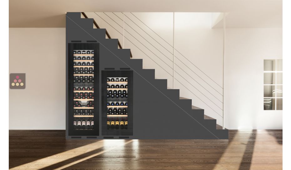 Combination of 2 built in wine cabinet for wine storage and service - Fully integrated
