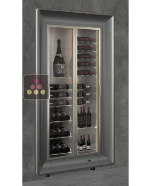 Professional built-in multi-temperature wine display cabinet - Mixed shelves - Curved frame CALICE DESIGN