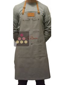 Premium Gray and Leather Apron Paul BOCUSE PAUL BOCUSE